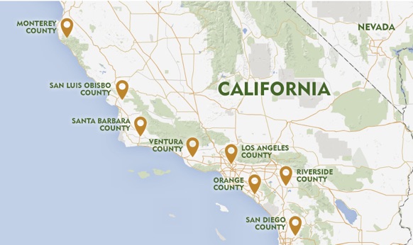 Map of California Avocado Growers